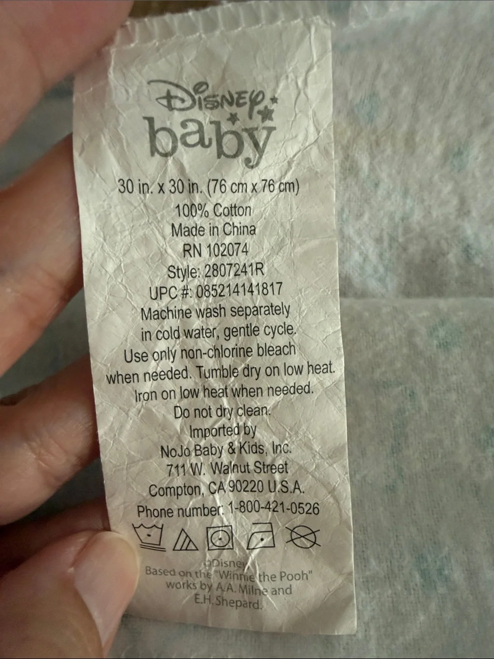 Disney Baby Winnie the Pooh Baby Burp or Swaddling Cloths- Set of 3